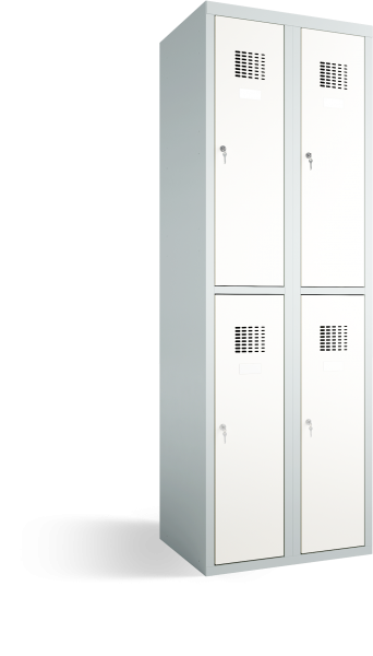 Garderobenschrank - 2 Abteile - 4 Fächer