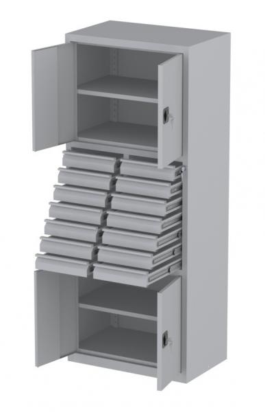 Werkstattschrank - 2 Fächer und 14 Schubladen - 1950x1000x500 mm (HxBxT)
