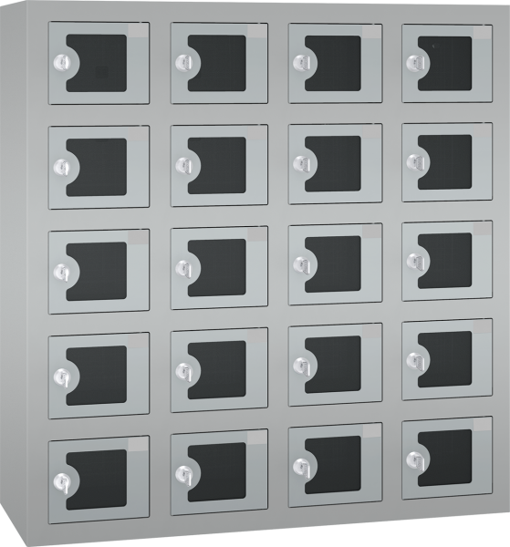 Handyladeschrank mini / transparente Türen - 4 Abteile - 20 Fächer - USB AC oder CC