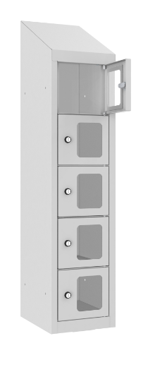 Schließfach/Kantinenschrank - 1 Abteil - 5 Fächer - mit Plexi-Tür - 1090x240x300 mm (HxBxT)