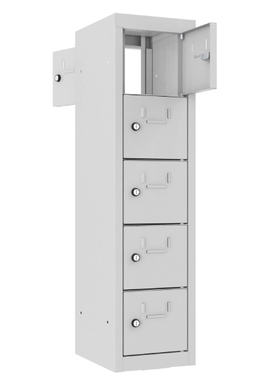 Schließfach/Kantinenschrank - 1 Abteil - 5 Fächer - mit Durchgang - 940x240x300 mm (HxBxT)