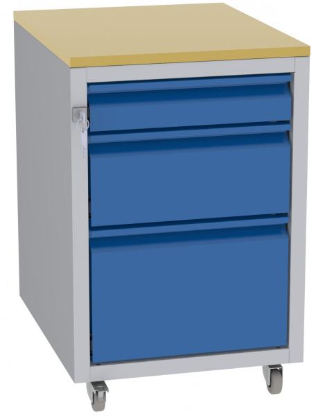 Werkstatttisch, Rollcontainer - 1 + 1 + 1 Schublade - 675x450x555 mm (HxBxT) - Typ D