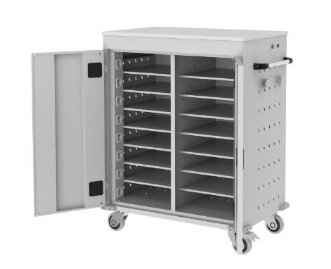 Laptopwagen, Akkuladewagen - 16 Fächer mit Steckdosen - 1060x920x540 mm (HxBxT)