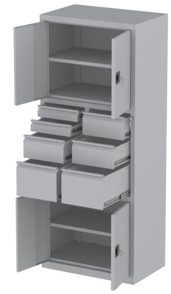 Werkstattschrank - 2 Fächer und 2 + 3 + 2 Schubladen - 1950x1000x500 mm (HxBxT)