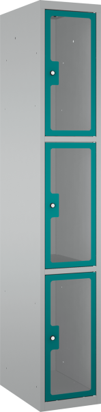 Schließfachschrank - 1 Abteil - 3 Fächer - Plexiglas Tür - 1800x300x500 mm (HxBxT)
