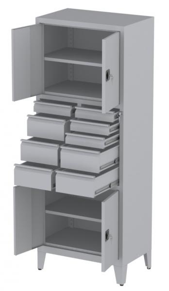 Werkstattschrank - 2 Fächer und 5 + 4 Schubladen - 1950x1000x500 mm (HxBxT)