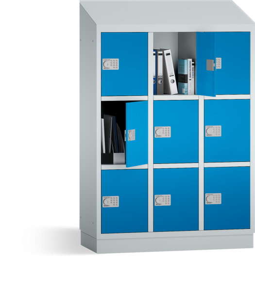 PREMIUM - Schließfachschrank Grundschule - 3 Abteile - 9 Fächer - 1500x1075x500 mm (HxBxT)