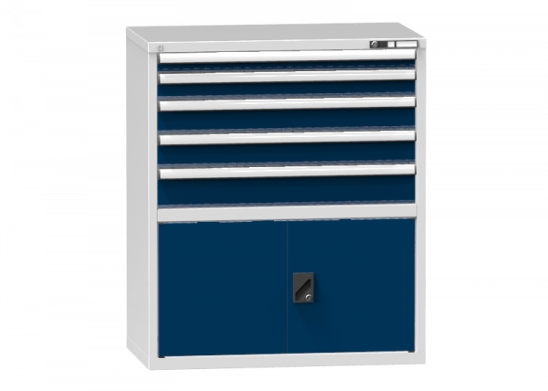 Schubladenschrank - Standcontainer - 1+1+2+1 Schublade, 1x Tür 550mm - 1215x1037x600 mm (HxBxT)