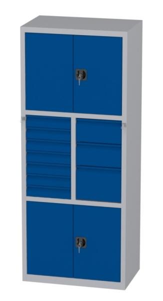 Werkstattschrank - 2 Fächer und 1 + 2 + 7 Schubladen - 1950x1000x500 mm (HxBxT)