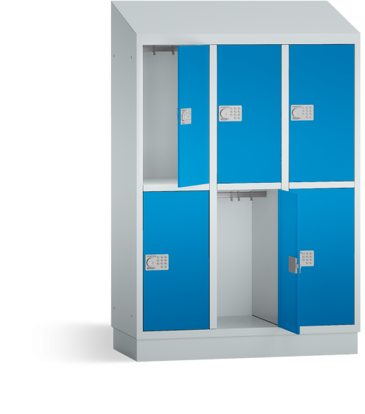 PREMIUM - Garderobenschrank Grundschule - 3 Abteile - 6 Fächer - 1500x1075x500 mm (HxBxT)