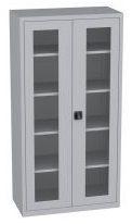 Büroschrank mit Plexiglastüren - 4 Einlegeböden - 1950x1000x500 mm (HxBxT)
