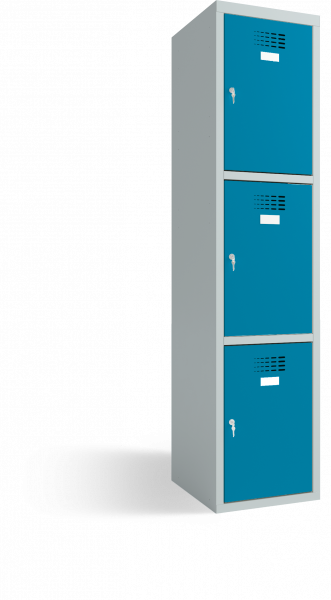 Schließfachschrank / Fächerschrank - 1 Abteil - 3 Fächer