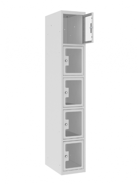 Schließfachschrank - 1 Abteil - 5 Fächer - Plexiglas Tür - 1800x300x500 mm (HxBxT)
