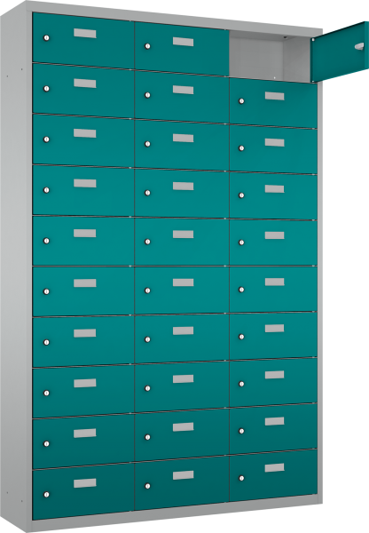 Schließfach/Kantinenschrank - 3 Abteile - 30 Fächer - stehend - 1800x1175x300 mm (HxBxT)