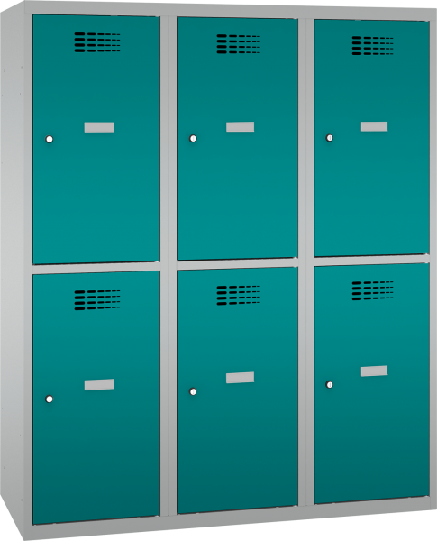 Garderobenschrank - 3 Abteile - 6 Fächer - for young pupils - 1450x1200x500 mm (HxBxT)