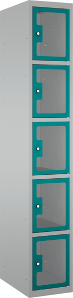 Schließfachschrank - 1 Abteil - 5 Fächer - Plexiglas Tür - 1800x300x500 mm (HxBxT)