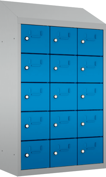 Schließfach/Kantinenschrank - 3 Abteile - 15 Fächer - hängend