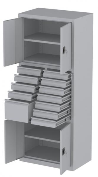 Werkstattschrank - 2 Fächer und 11 + 1 Schubladen - 1950x1000x500 mm (HxBxT)