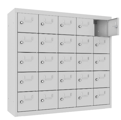 Schließfach/Kantinenschrank - 5 Abteile - 25 Fächer - mit Durchgang - 940x1000x300 mm (HxBxT