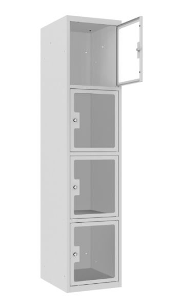 Schließfachschrank - 1 Abteil - 4 Fächer - Plexiglas Tür - 1800x400x500 mm (HxBxT)