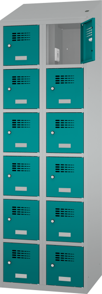 Wertfachschrank - 2 Abteile - 12 Fächer - mit Steckdosen + USB A+C