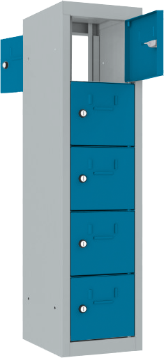 Schließfach/Kantinenschrank - 1 Abteil - 5 Fächer - mit Durchgang